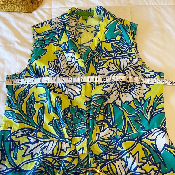 Island Republic Floral sleeveless blouse with cute tie, size XL - Picture 7 of 14